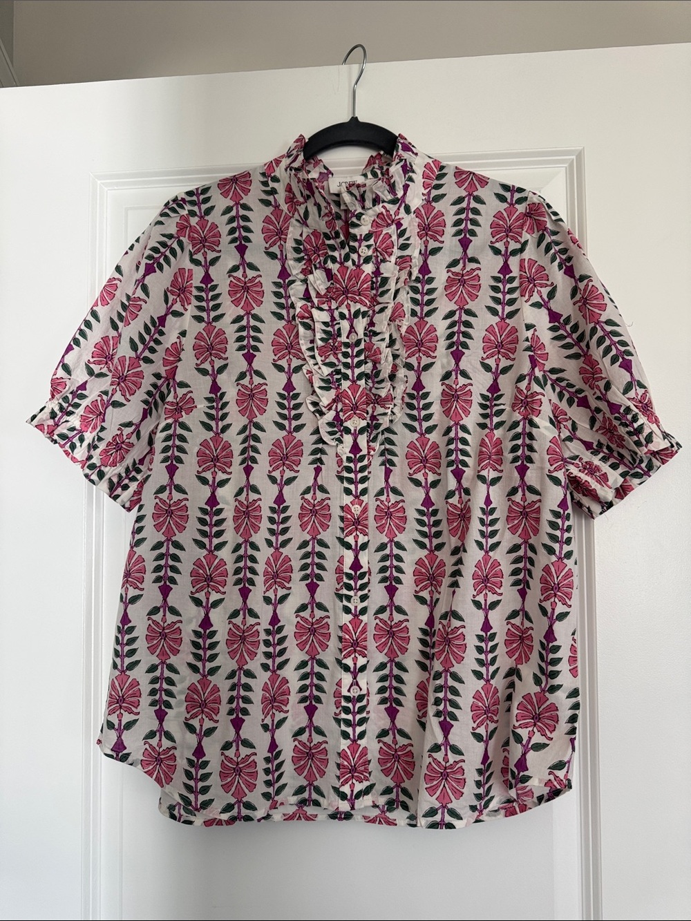 J. Crew Button-Down Shirt with Pink Floral Print